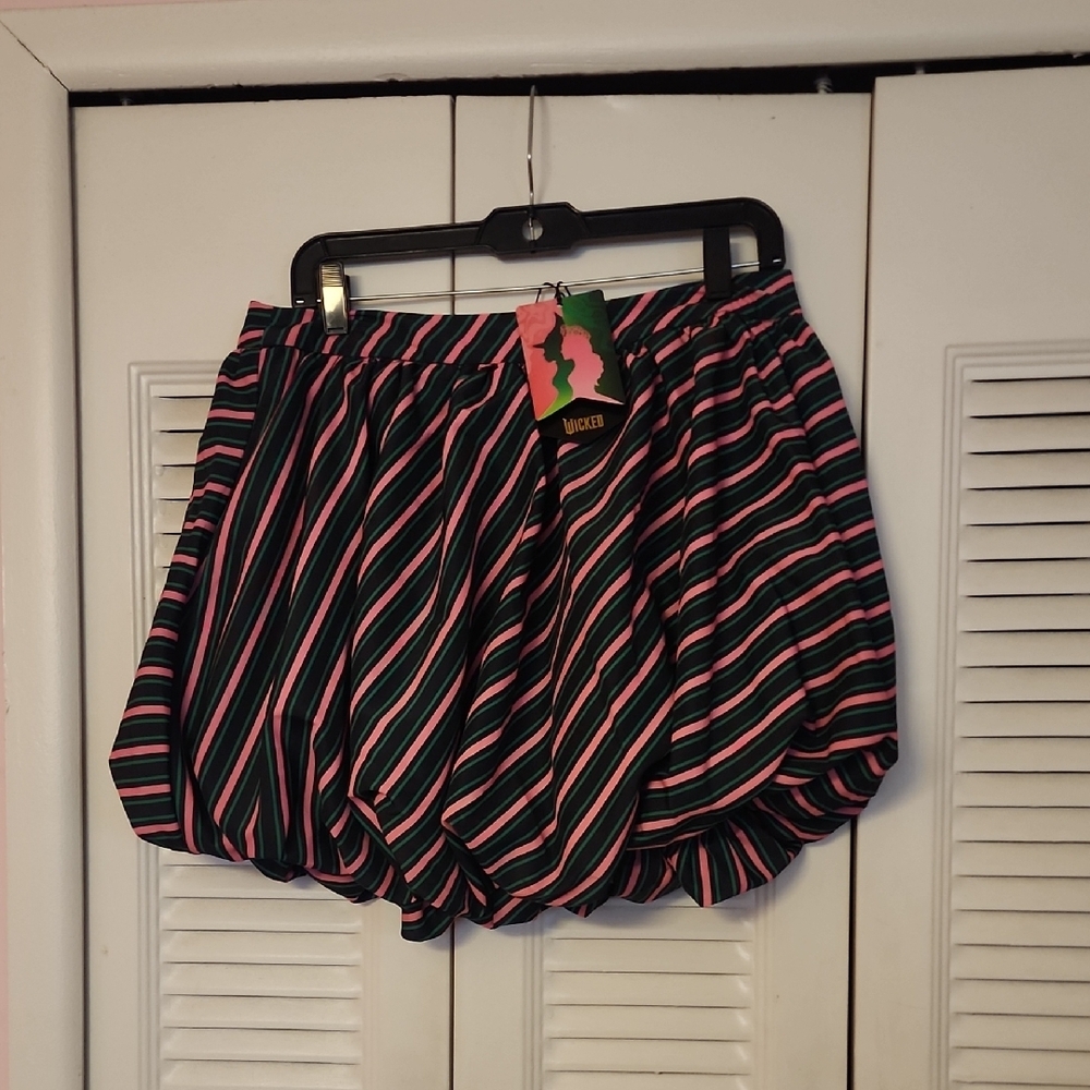 Black and Pink Striped Mini Skirt